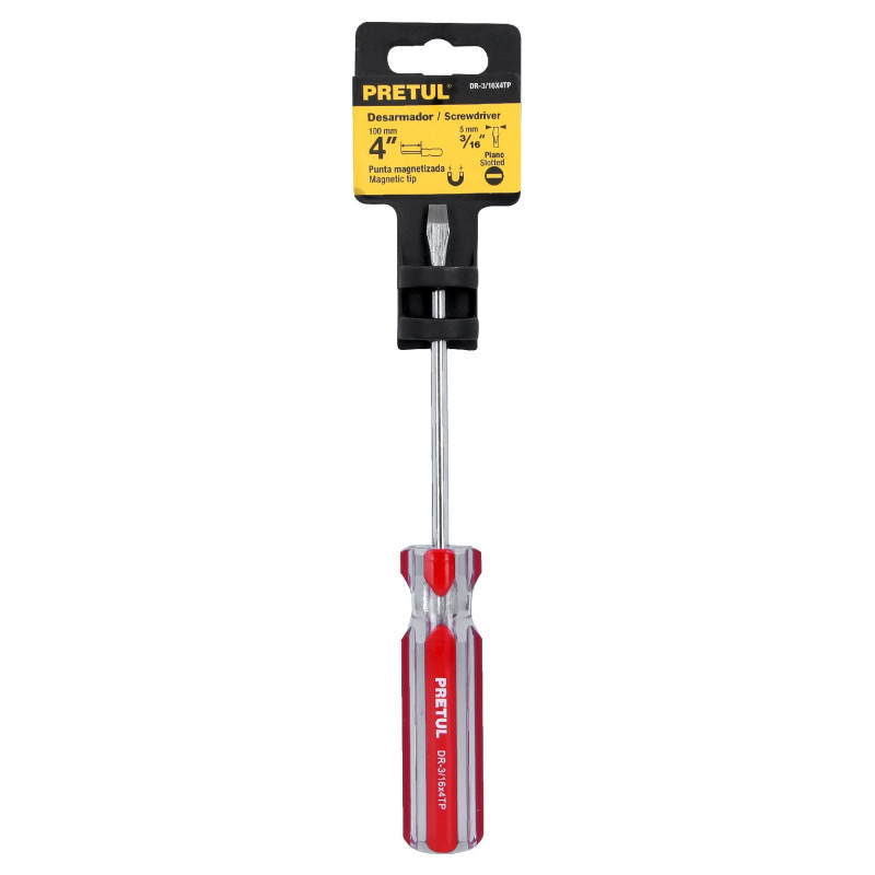 Destornillador Pala 3/16" x 4"Mango PVC Pretul