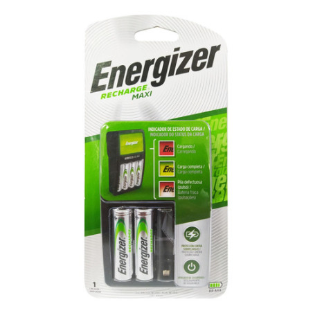 Cargador De Pilas + 2 Pilas Aa recargables Energizer Maxi