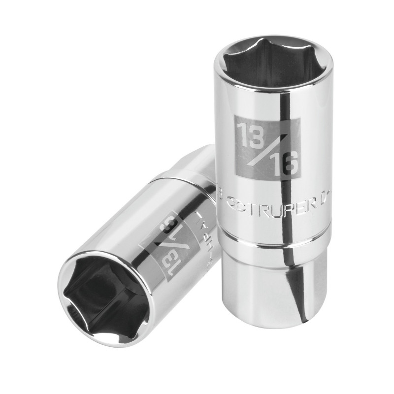 Copa Estandar Larga De 6 Puntas Para Bujias 13/16" Mando 1/2 Truper