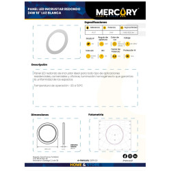 Panel Led De Incrustar Luz Blanca Redondo 24W 10"
