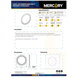 Panel Led 6pg Redondo de Incrustar 12w