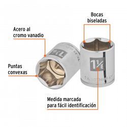 Copa Estandar De 6 Puntas 1 1/8" Mando 1/2 Truper
