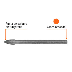 Broca para vidrio y baldosa de 3/16", Truper