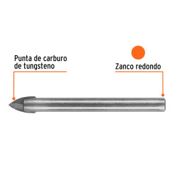 Broca para vidrio y baldosa de 3/8", Truper