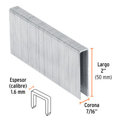 Caja con 1000 grapas corona 7/16" cal. 16, 50mm