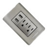 TOMACORRIENTE DOBLE CON POLO A TIERRA (2P+T) + TOMA DOBLE USB 15A 110V-250V, 5V 2,1A
