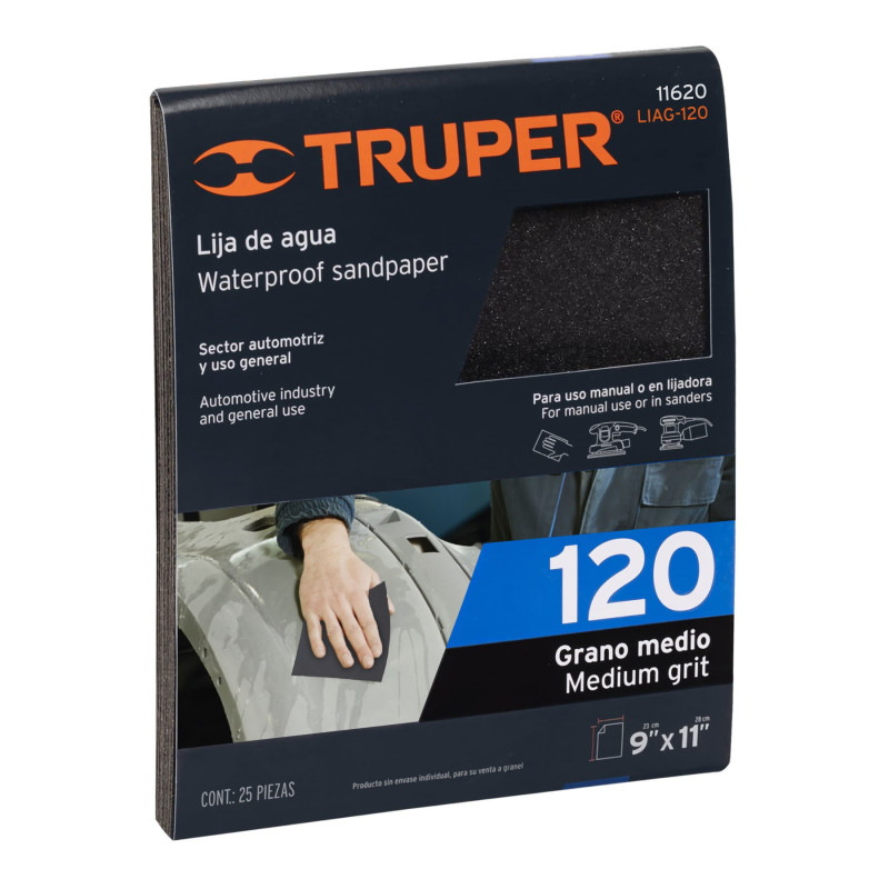 25 Unidades Lija De Agua Grano 120 Truper