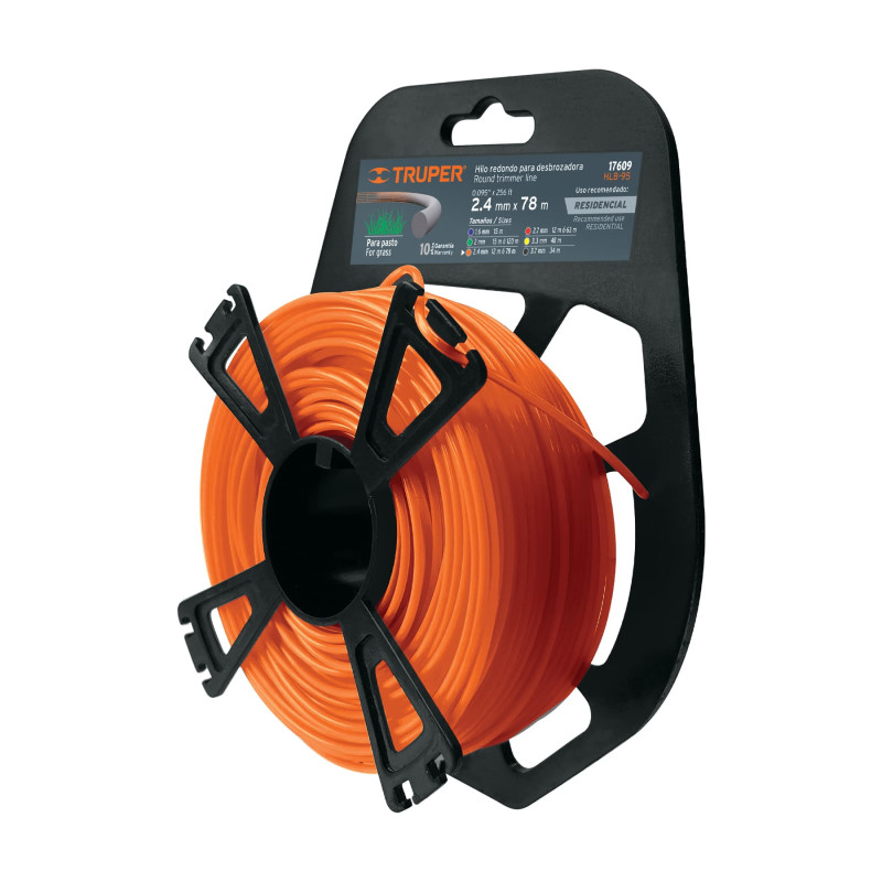 Hilo Para Guadañadora En Blister, 2.4 mm x 78 m, Naranja Truper