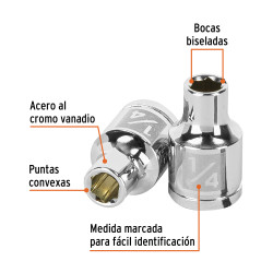Copa Estándar de 1/4", 6 puntas, cuadro 3/8", Truper