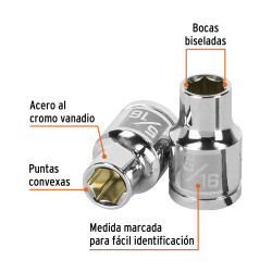 Copa Estándar de 5/16", 6 puntas, cuadro 3/8", Truper