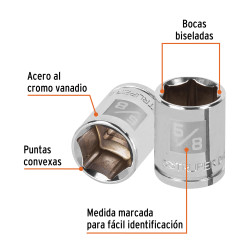 Copa Estándar de 5/8", 6 puntas, cuadro 3/8", Truper