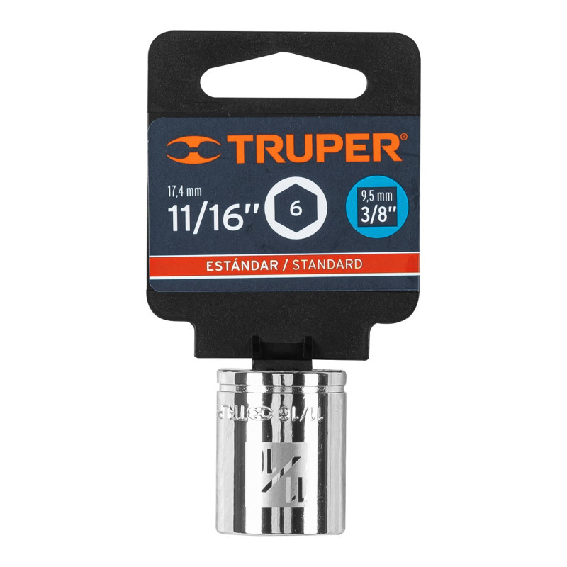 Copa Estándar 11/16", 6 puntas, cuadro 3/8", Truper