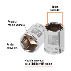 Copa Estándar 11/16", 6 puntas, cuadro 3/8", Truper