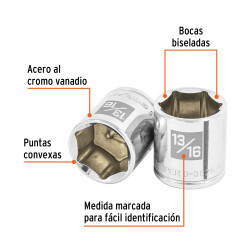 Copa Estándar 13/16", 6 puntas, cuadro 3/8", Truper