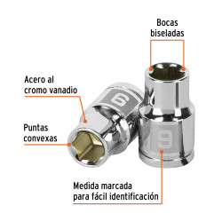 Copa Milimétrica 9 mm, 6 puntas, cuadro 3/8", Truper