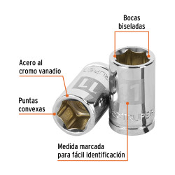 Copa Milimétrica 11 mm, 6 puntas, cuadro 3/8", Truper