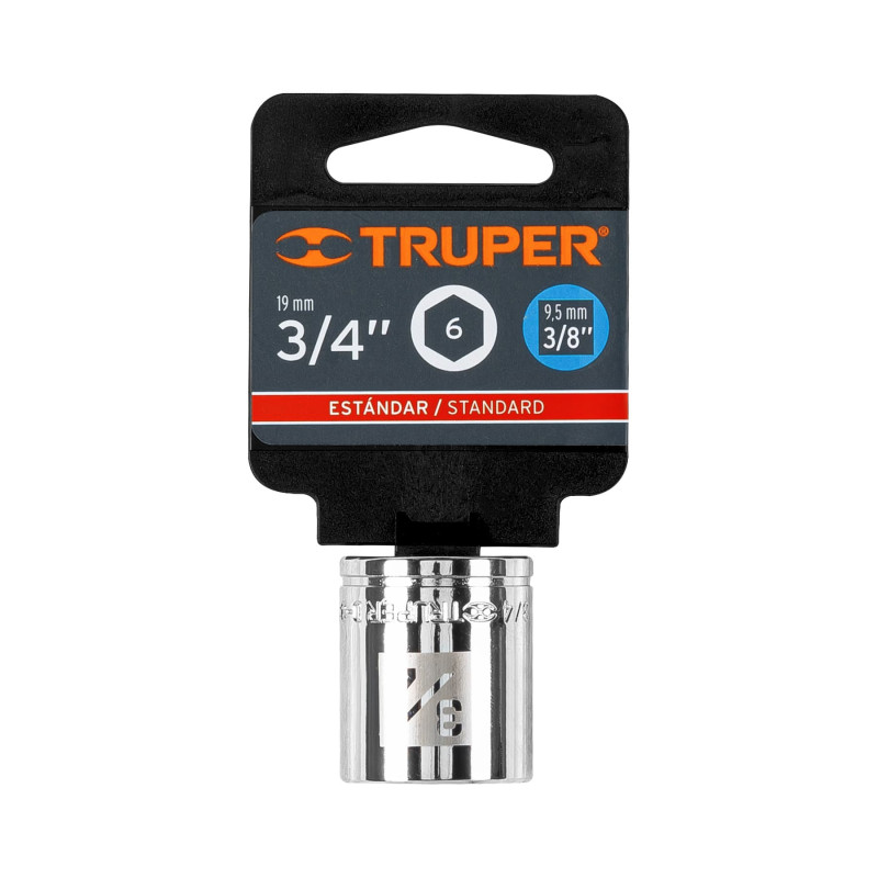 Copa Estándar 3/4", 6 puntas, cuadro 3/8", Truper