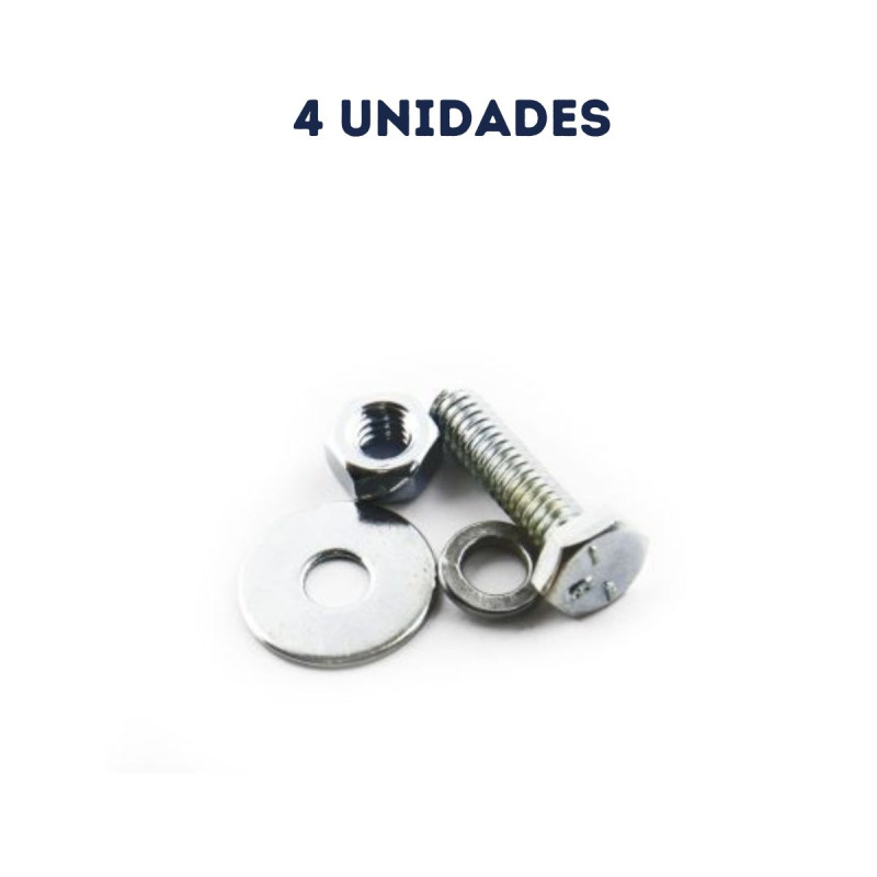 4 unidades Tornillo Hexagonal 1/4 x 1 1/2 con Tuerca y Arandela