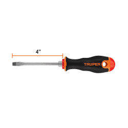 Destornillador Punta Pala 1/4"x 4" Con Mango Comfort Grip Truper