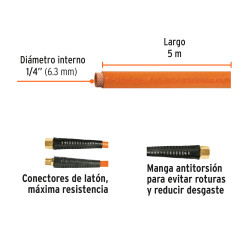 Manguera PVC Para Compresor 1/4" 5M Truper