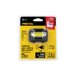 Linterna de minero, 65 lúmenes, 7 LED, 3 pilas AAA, Pretul"