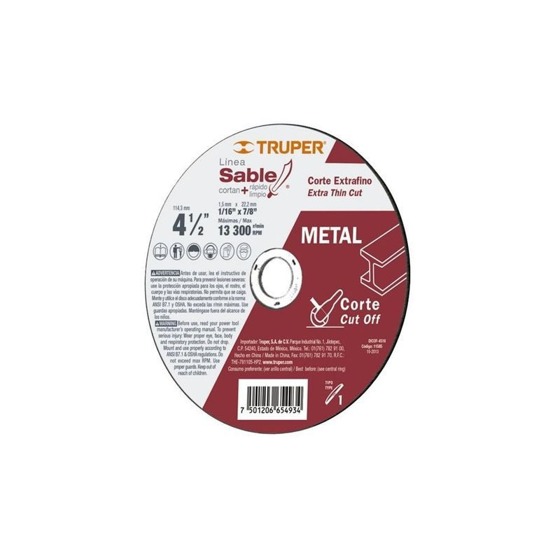 Disco Para Corte Extrafino De Metal 7" 2MM Alto Rendimiento Truper