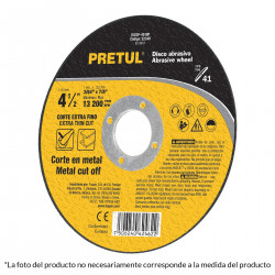 Disco Para Corte Extrafino De Metal 4 1/2" 1.6MM Uso General Pretul