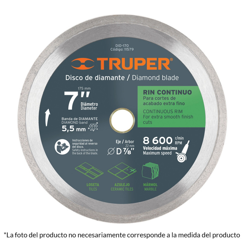 Disco Diamantado Continuo 10" Acabado Fino Truper