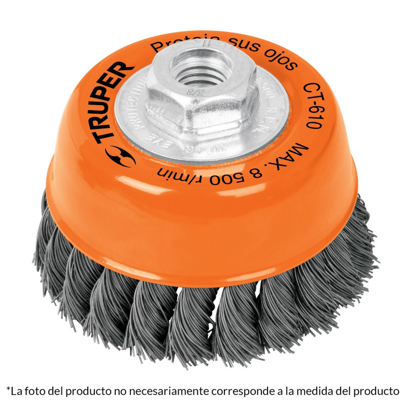 Grata De Copa Alambre Trenzado Fino Calibre 0.35MM 5" 5/8 11 Truper