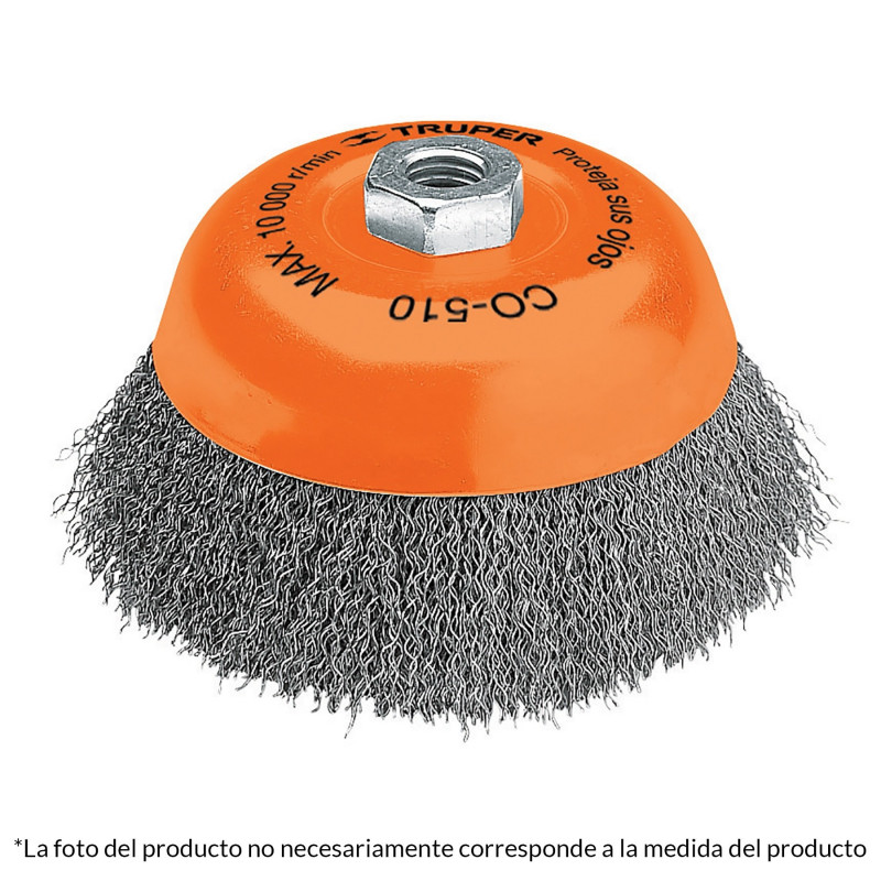 Grata De Copa 3 Alambre Ondulado Fino Calibre 0.30 0.35MM 3" 5/8 11 Truper