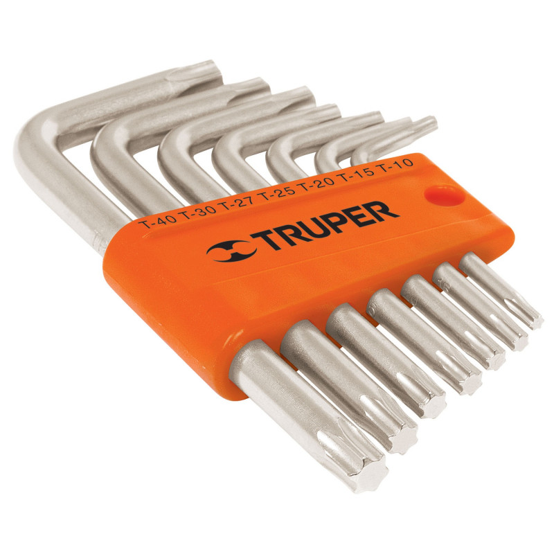 Juego De 7 Llaves Torx Cortas Organizador Plastico Truper