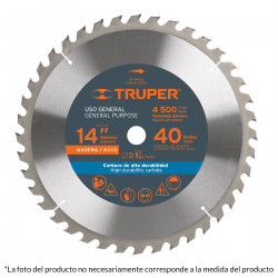 Disco Sierra 14" Centro De 1" Acabado Fino Para Madera Truper