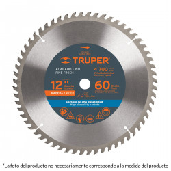 Disco Sierra 12" Centro De 1" Acabado Extra Fino Para Madera Truper