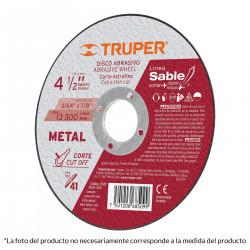 Disco Para Corte Extrafino De Metal 4 1/2" 1.2MM Alto Rendimiento Truper