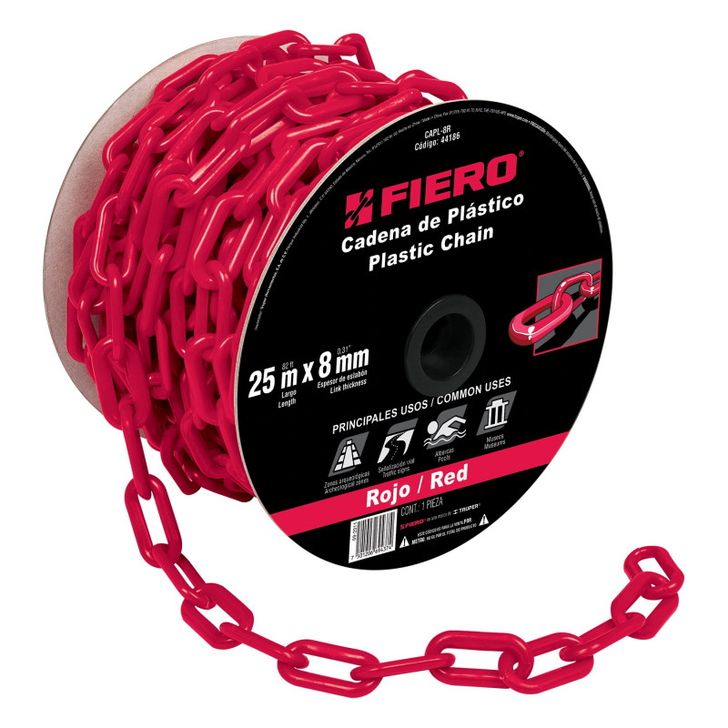 Cadena Plastica 8MM 7 Color Rojo Fiero