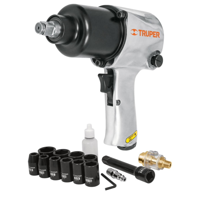 Kit De Pistola De Impacto 1/2" Industrial (Llave) Con Estuche Plastico Truper