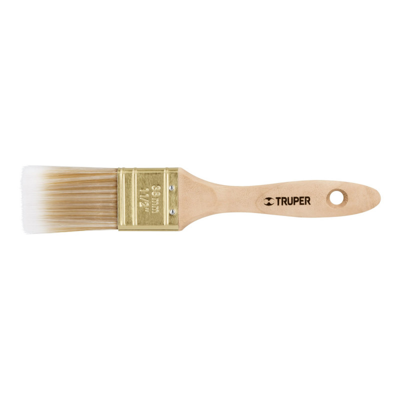 Brocha cerdas sintéticas,mango de madera, corte recto, 2-1/2"