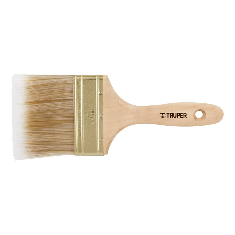 Brocha cerdas sintéticas,mango de madera, corte recto, 4'"