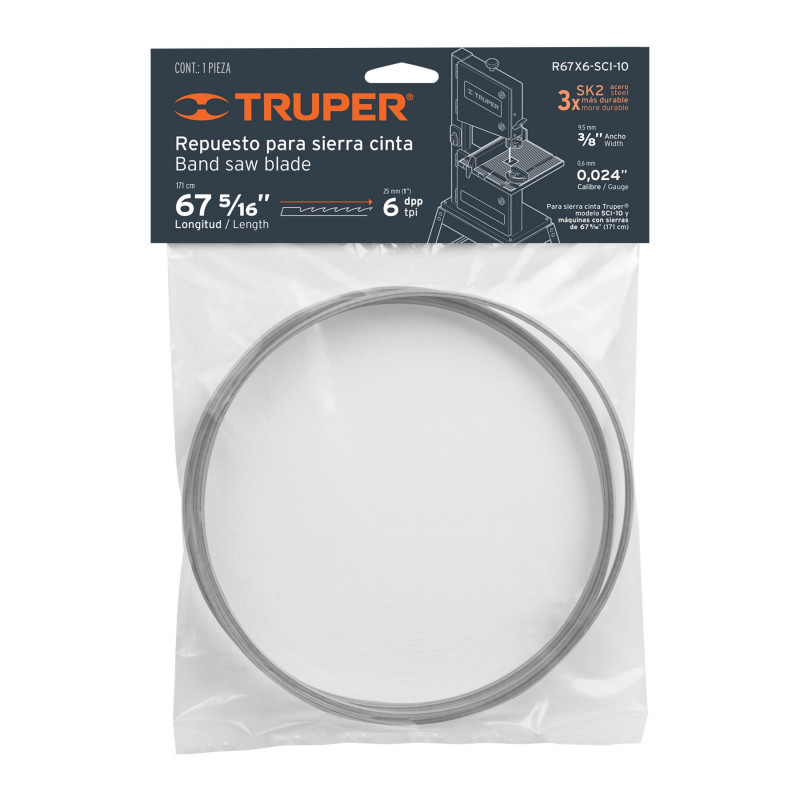 Repuesto sierra 67' x 6 dpp, para sierra cinta SCI-10"