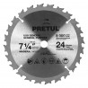 Disco sierra p/madera 7-1/4',24 dientes, centro 5/8', Pretul"