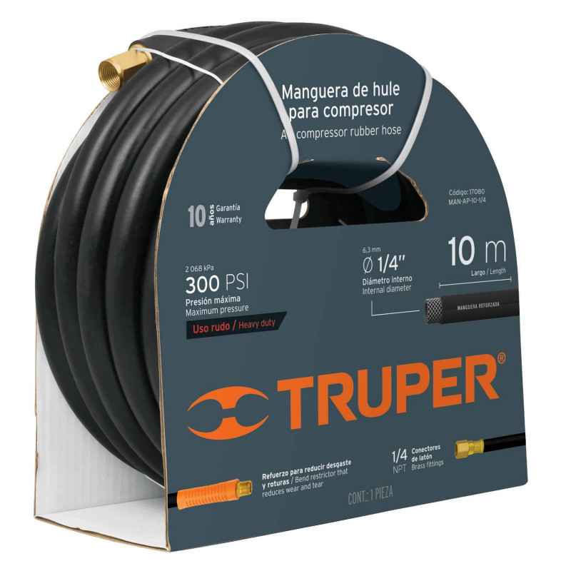 Manguera De Caucho Para Compresor 1/4 10M Truper