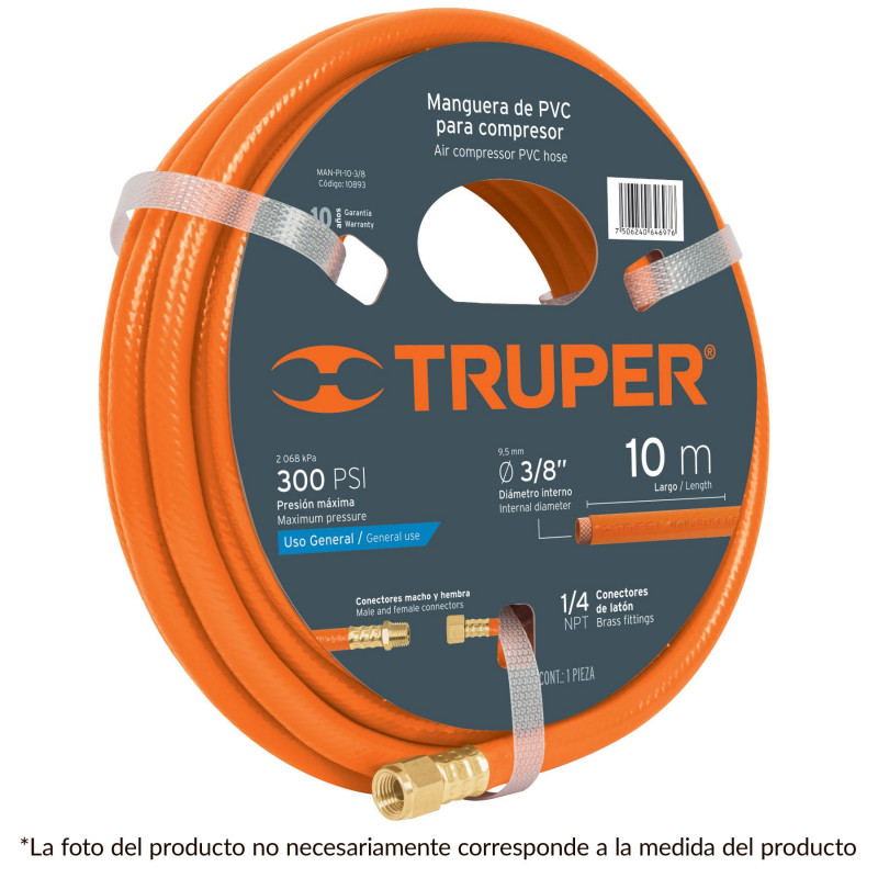 Manguera PVC Para Compresor 1/4" 10M Truper
