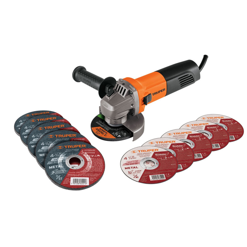 Esmeriladora 4-1/2' 850W c/5 discos de corte y 5 desbaste