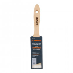 Brocha cerdas sintéticas,mango de madera, corte recto, 1-1/2"