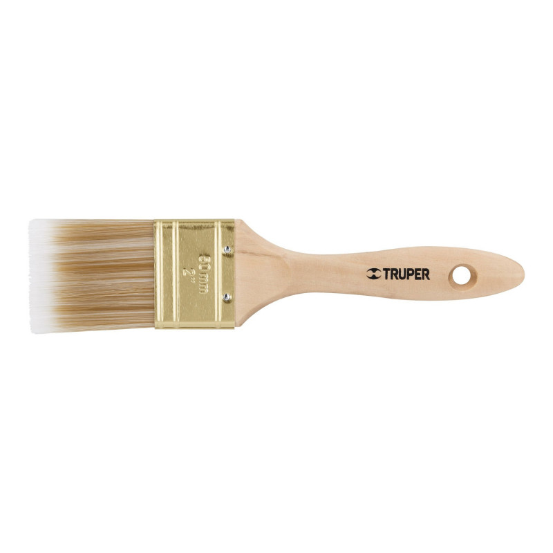 Brocha cerdas sintéticas,mango de madera, corte recto, 2'"