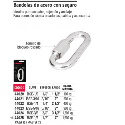 Mosqueton De Acero Con Tuerca De Seguridad 3/8" Fiero