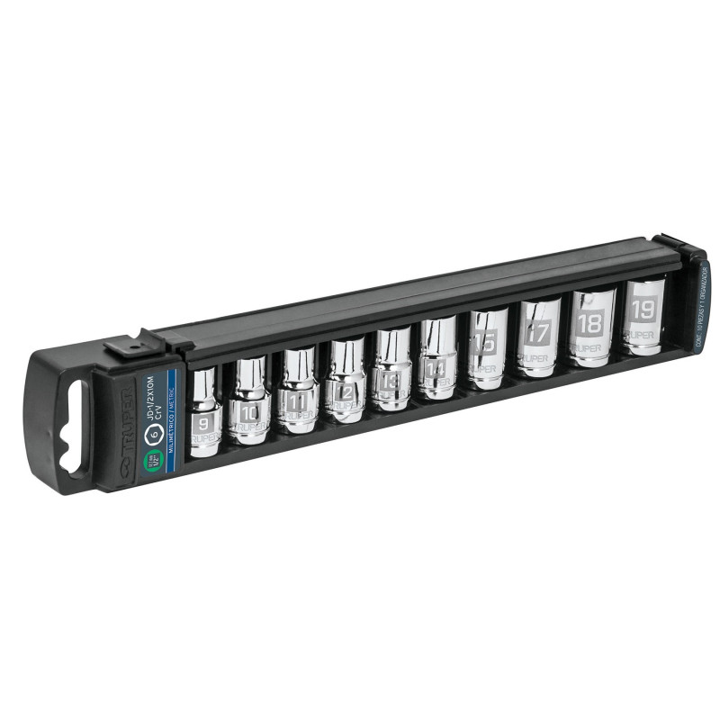 Juego De 10 Copas Estandar Cortas Metricas  Mando 1/2" Truper